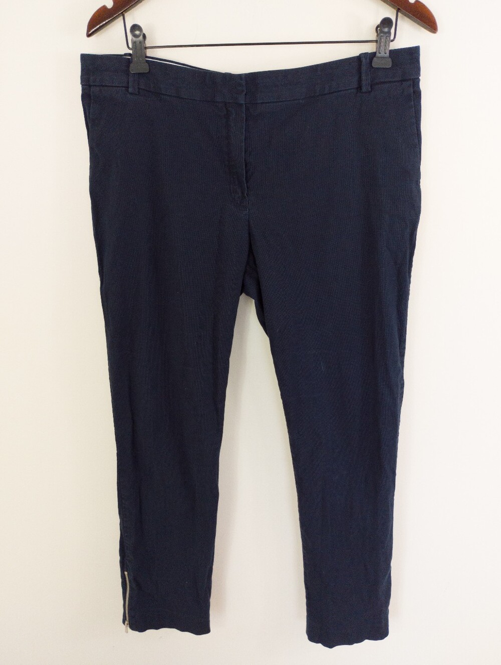 Lacoste Navy Blue Ankle Zip Skinny Crop Trousers  Size 32
